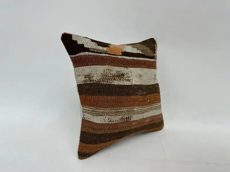 14x14 Brown Cushion Cover, Cozy Throw Cushion Case, Office Chair Pillow, Couch Pillow Cover, Gift Pillow, Pillow, Boho Pillow, Turkish Pillow - 3