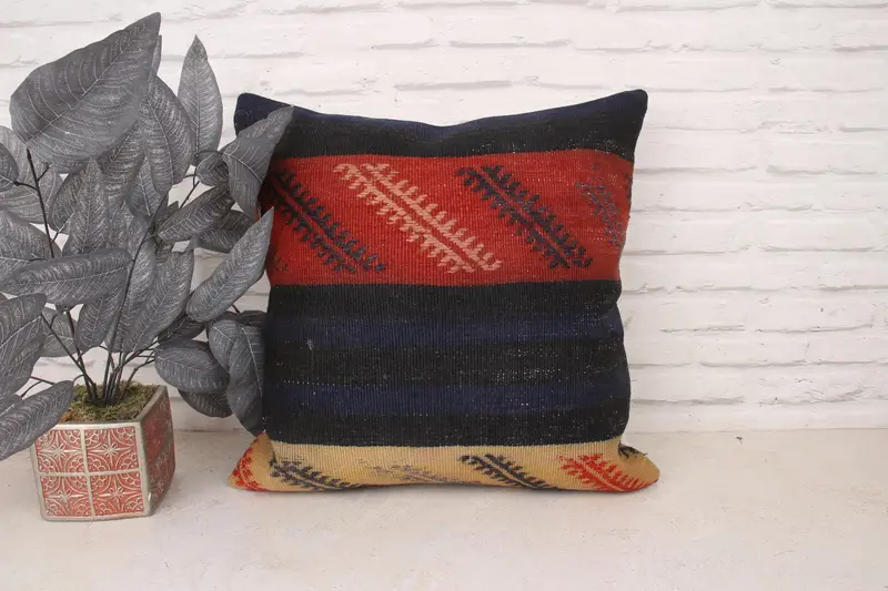 Handmade Kilim Cushion, Kilim Pillow Cover, Ottoman Pillow Case, Handmade Cushion, Pillow for Couch, 20x20 Brown Pillow Cover, Cushion Case - 1