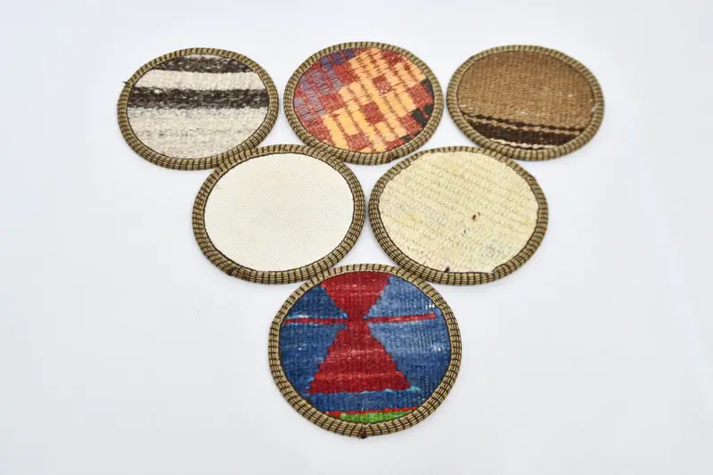 Böhmische runde Untersetzer, blaue und braune Tischuntersetzer