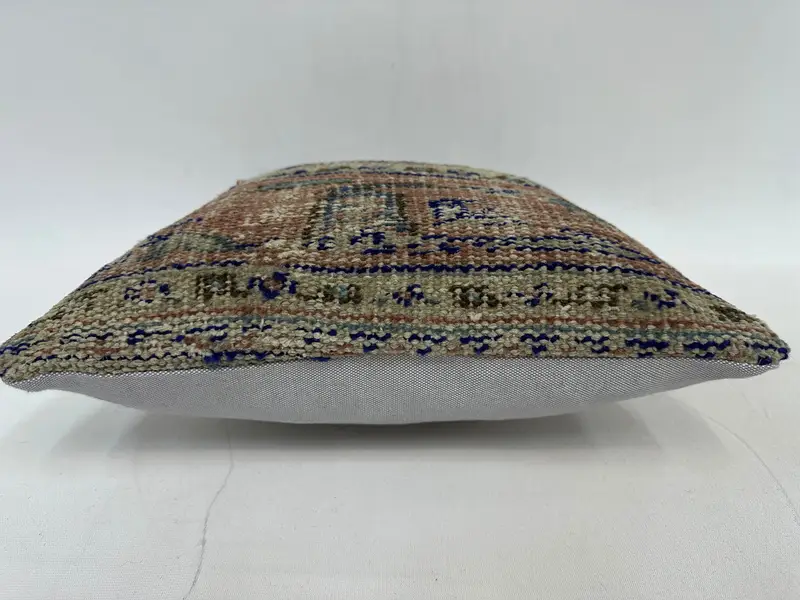 14x14 Beige Cushion Case, Handmade Kilim Cushion, Kilim Pillow, Handmade Throw Pillow Case, Antique Pillows, Pillow, Armchair Cushion - 6