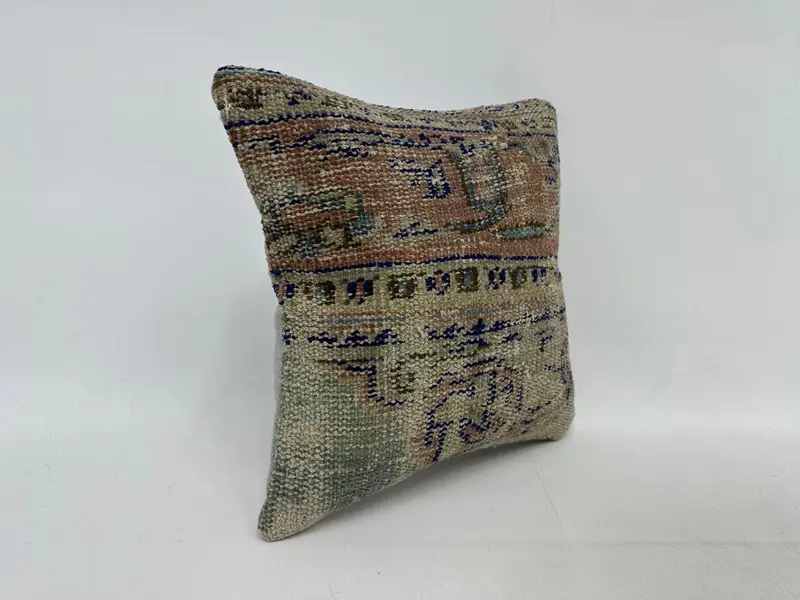 14x14 Beige Cushion Case, Handmade Kilim Cushion, Kilim Pillow, Handmade Throw Pillow Case, Antique Pillows, Pillow, Armchair Cushion - 3