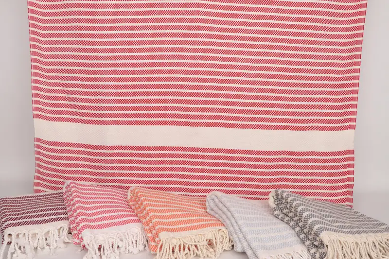 Cotton towel, Beach Towel Gift, Fringed Turkish towel for poolside, Family Gift, Bridal Shower Gift, Guest Towel, 70x40 Cotton Striped Towel - 8