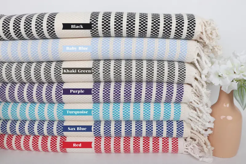 Cotton towel, Beach Towel Gift, Fringed Turkish towel for poolside, Family Gift, Bridal Shower Gift, Guest Towel, 70x40 Cotton Striped Towel - 1