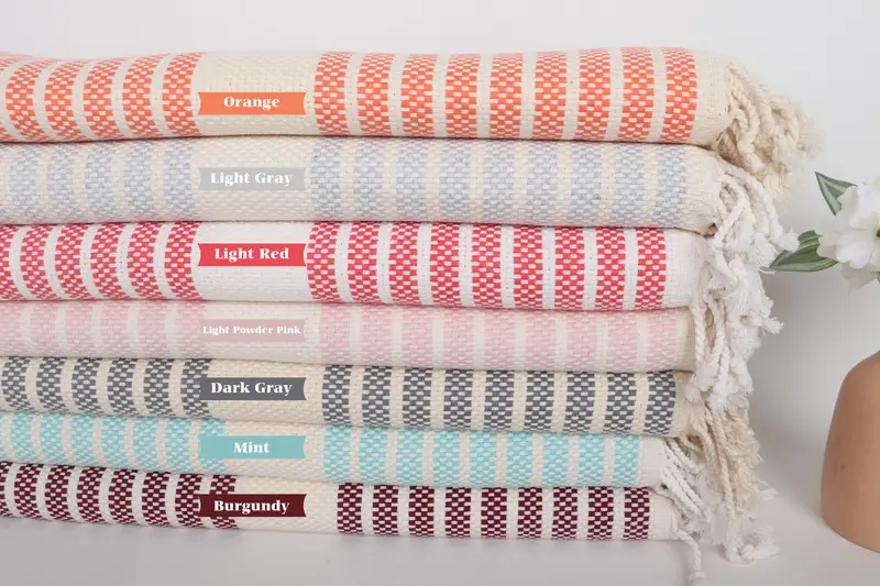 Cotton towel, Beach Towel Gift, Fringed Turkish towel for poolside, Family Gift, Bridal Shower Gift, Guest Towel, 70x40 Cotton Striped Towel - 2
