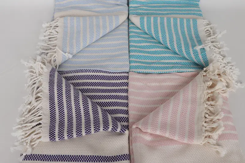 Cotton towel, Beach Towel Gift, Fringed Turkish towel for poolside, Family Gift, Bridal Shower Gift, Guest Towel, 70x40 Cotton Striped Towel - 4