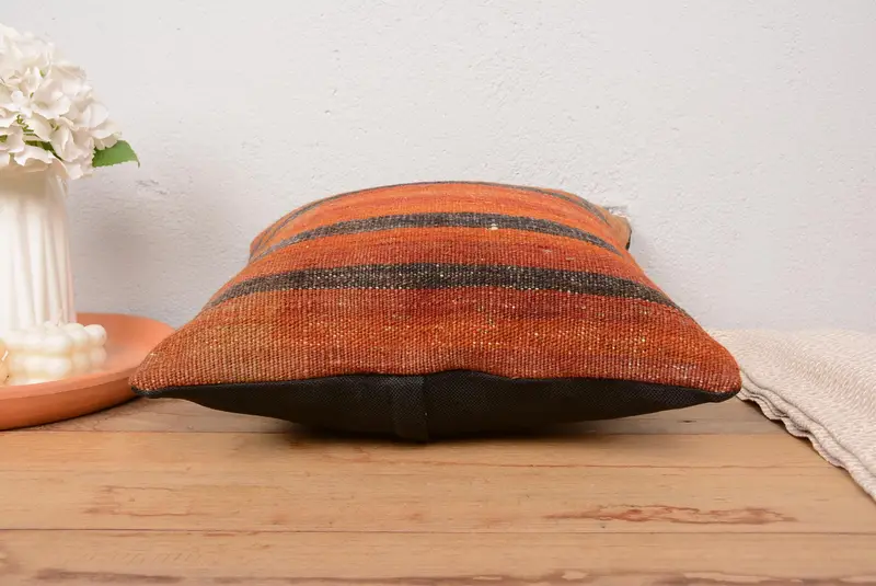 Interior Designer Pillow, Boho Pillow Sham Cover, Toss Pillow, Traditional Pillow Case, Pillow, Kilim Pillow, 16x16 Orange Pillow Cover - 5