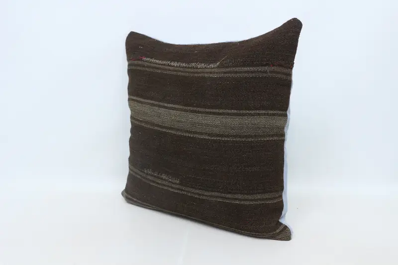 Turkish Kilim Pillow, Aztec Cushion Case, Kilim Pillow Cover, Vintage Kilim Throw Pillow, Pet Pillow Cover, 28x28 Brown Cushion, Cushion Cover - 4
