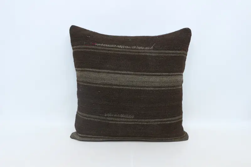 Turkish Kilim Pillow, Aztec Cushion Case, Kilim Pillow Cover, Vintage Kilim Throw Pillow, Pet Pillow Cover, 28x28 Brown Cushion, Cushion Cover - 1