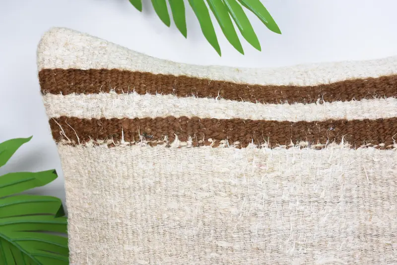 Cushion, Ethnical Kilim Rug Pillow, Outdoor Bolster Pillow Sham, 14x14 Beige Pillow Sham, Ikat Pillow Cover, Kilim Cushion Sham, Gift Pillow - 2