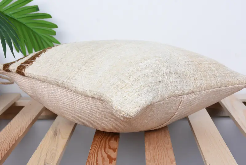 Cushion, Ethnical Kilim Rug Pillow, Outdoor Bolster Pillow Sham, 14x14 Beige Pillow Sham, Ikat Pillow Cover, Kilim Cushion Sham, Gift Pillow - 6