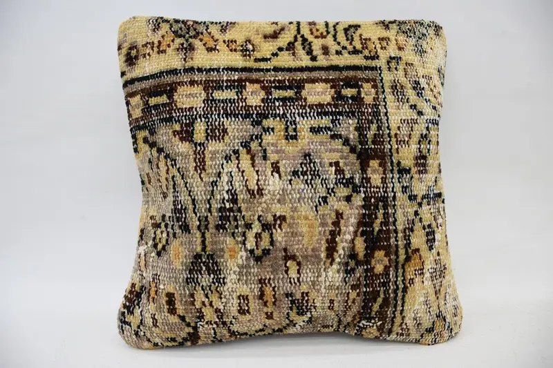 Throw Gift Wool Pillow, 14x14 inch LuxuryBrown Cushion Cover - 1