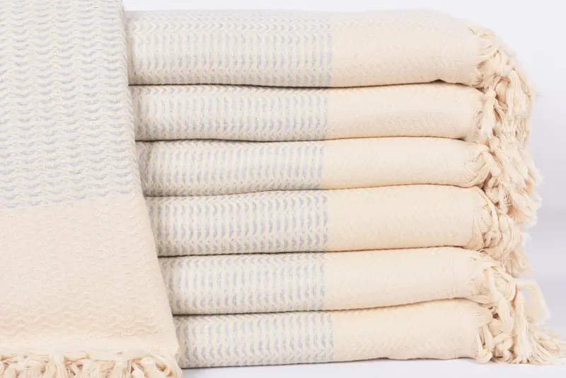 Light Gray Diamond Plaid Turkish Blanket, 89x75 Inches, Organic Cotton