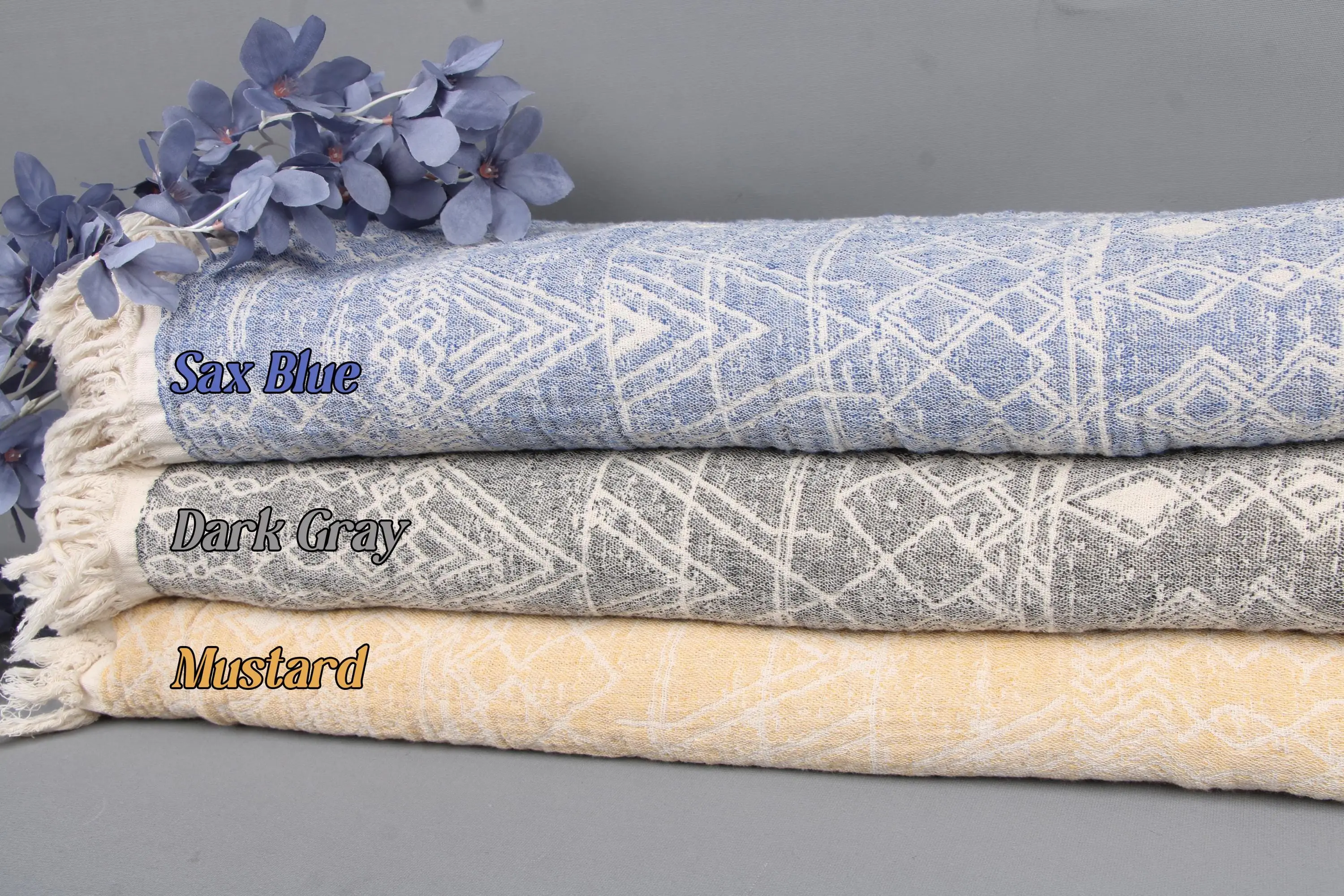 Personalized Blanket Plaid Patterned Throw Cotton 91x97, Recycled & Organic - 1
