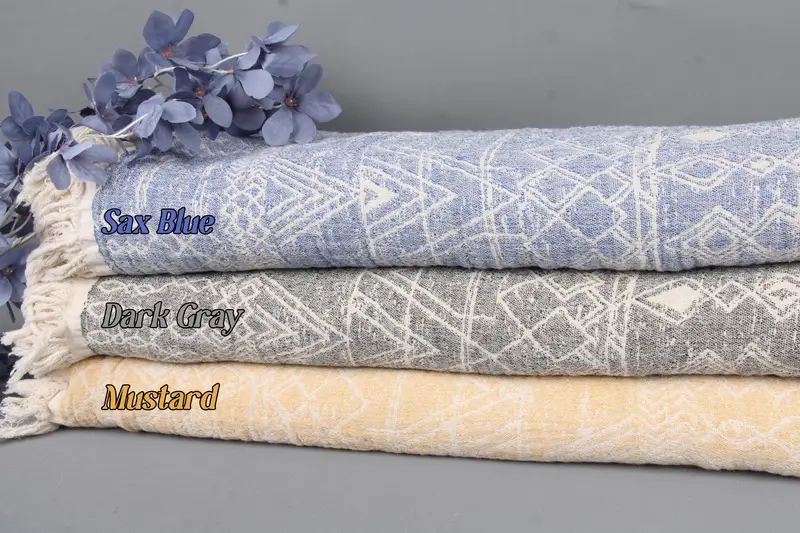 Personalized Blanket Plaid Patterned Throw Cotton 91x97, Recycled & Organic