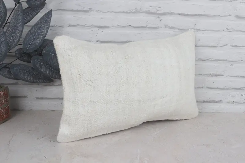Car Pillow Cover, Handmade Kilim Cushion, Pillow Cover, Throw Kilim Pillow, 12x20 White Cushion Case, Decorative Bolster Pillow Case, Boho Pillow - 3
