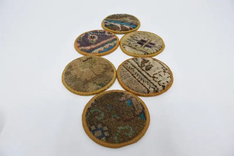 Blauer und brauner ethnischer Untersetzer, runder Teppichuntersetzer
