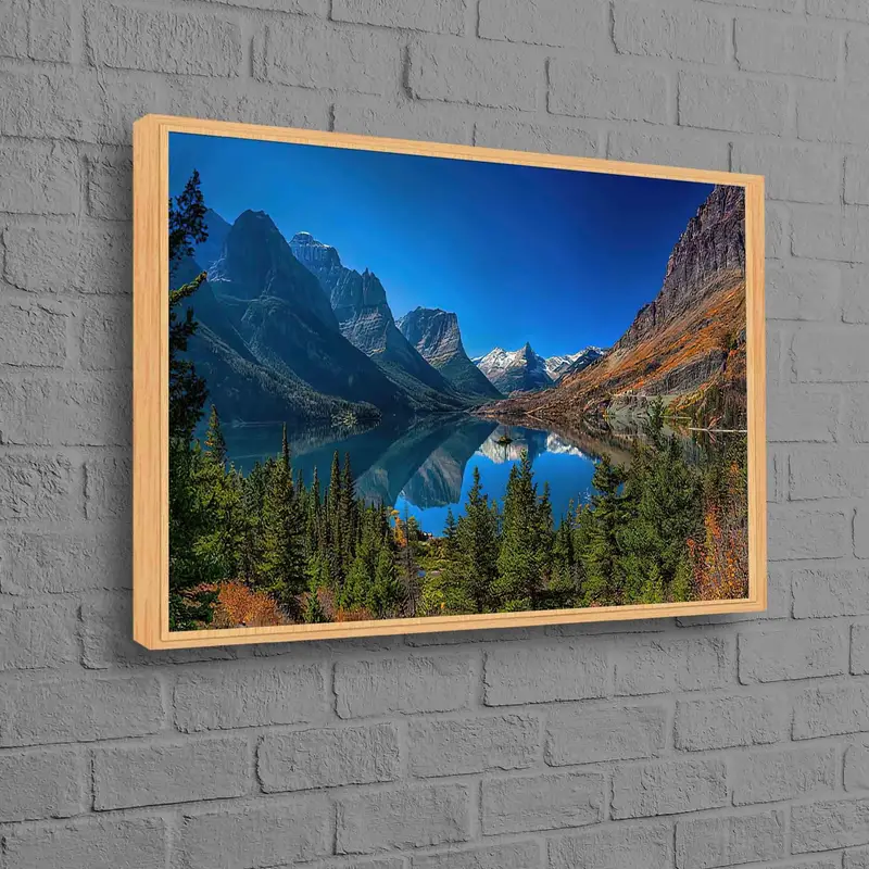 見事なセント・メアリー湖のキャンバス: モンタナ州の自然風景アート