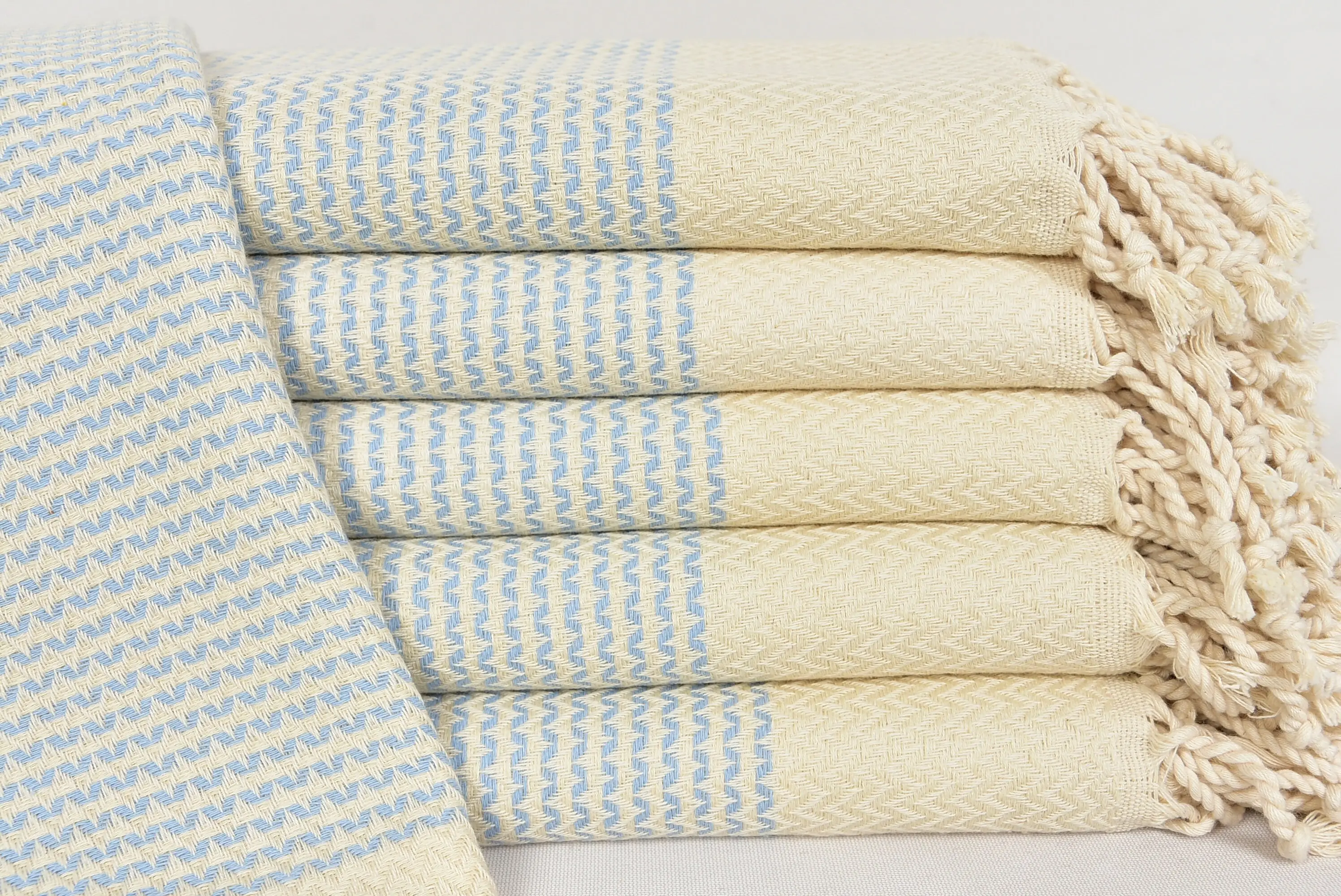 Baby Blue Turkish Hand Towels, 100% Cotton, 18x40 Inches - 1