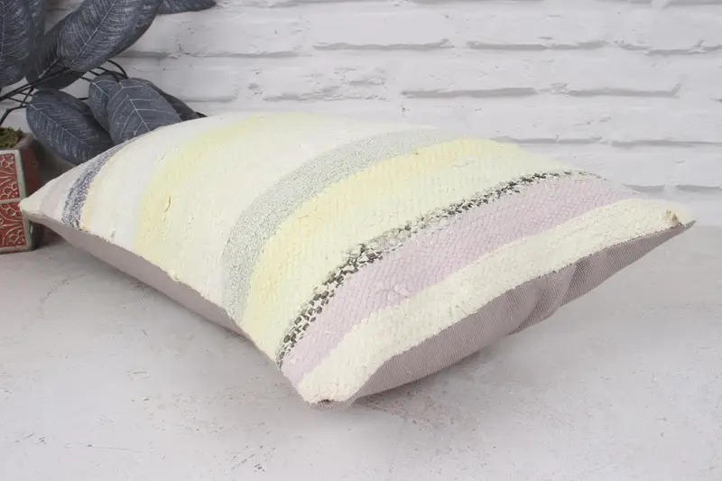 Turkish Kilim Pillow, 12x20 White Pillow, Antique Pillows, Vintage Pillow, Authentic Pillow, Pillow Cover, Turkish Bench Pillow Sham - 6