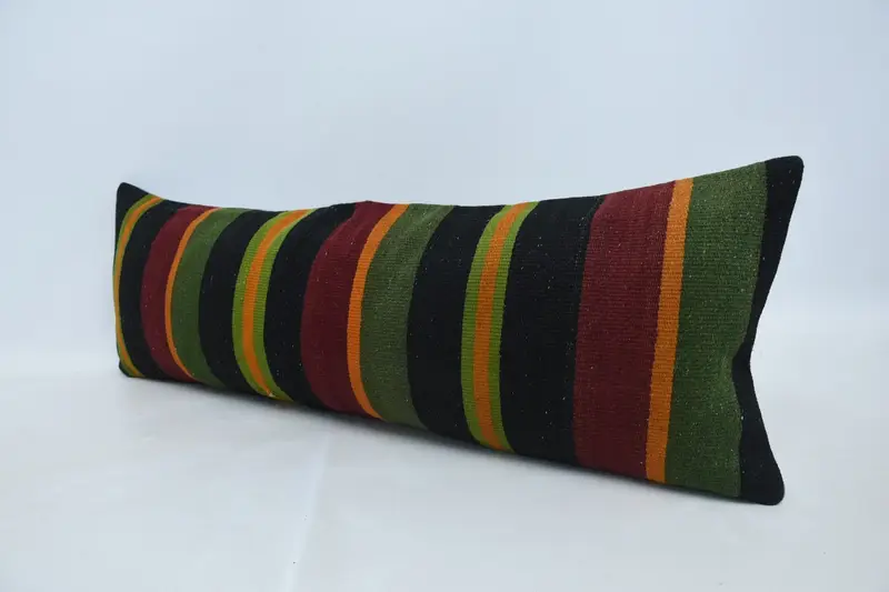 Vintage Kilim Throw Pillow, 12x36 Red Pillow Cover, Turkish Kilim Pillow, Pillow Case, Boho Pillow Sham Cover, Bolster Pillow Sham - 4