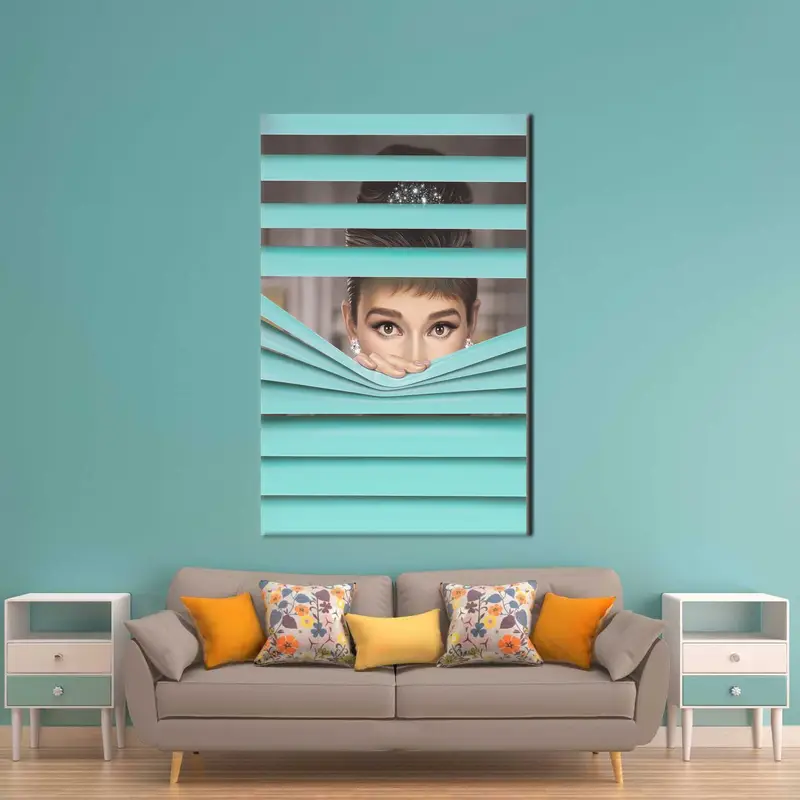 Arte de pared de Audrey Hepburn, decoración de lona pop de arte, regalo para la habitación de las chicas, decoración de lienzo de moda, arte de lienzo de lujo, arte moderno de lona, ​​arte de pared - 3