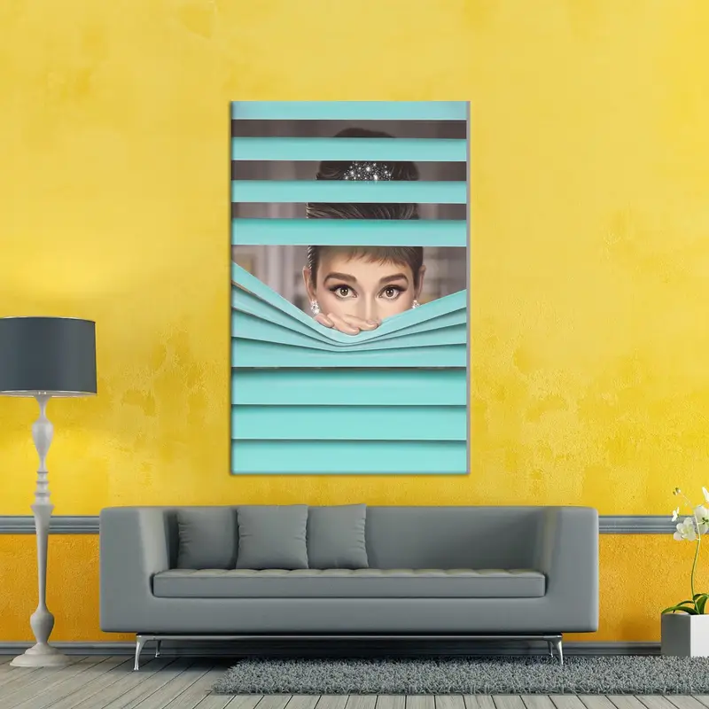 Arte de pared de Audrey Hepburn, decoración de lona pop de arte, regalo para la habitación de las chicas, decoración de lienzo de moda, arte de lienzo de lujo, arte moderno de lona, ​​arte de pared - 1