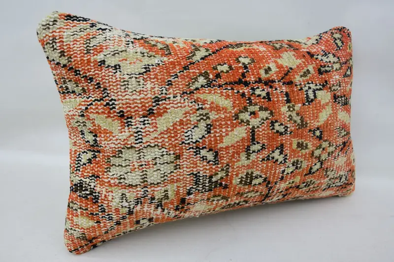 Vintage Pillow, Indoor Cushion, Cushion Case, Boho Pillow, Farmhouse Cushion Cover, Garden Cushion Cover, Throw Kilim Pillow, 12x20 Red Cushion - 2