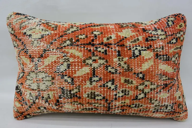 Vintage Pillow, Indoor Cushion, Cushion Case, Boho Pillow, Farmhouse Cushion Cover, Garden Cushion Cover, Throw Kilim Pillow, 12x20 Red Cushion - 1