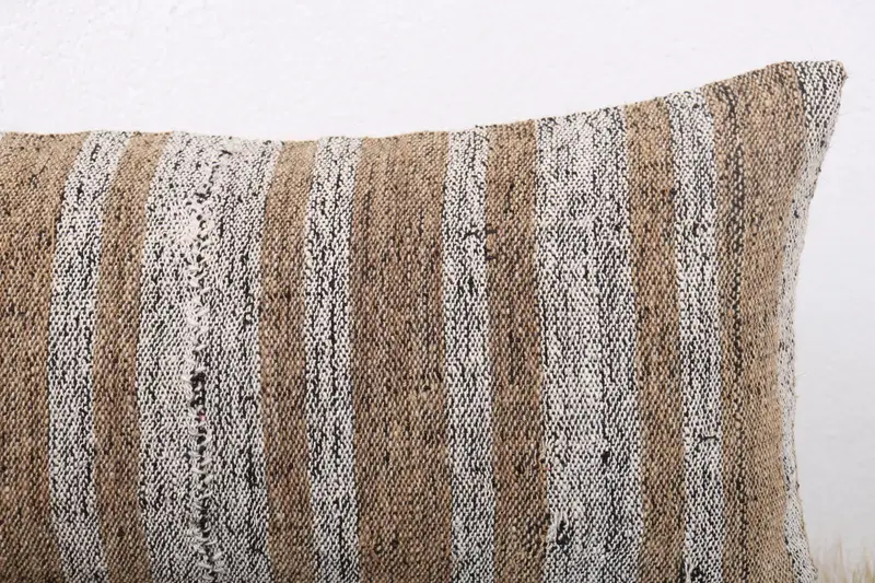 Boho Pillow, Cushion Case, 12x36 Beige Cushion Case, Handwoven Pillow Cover Pillow, Boho Pillow Sham Cover, Kilim Pillow Cover - 5