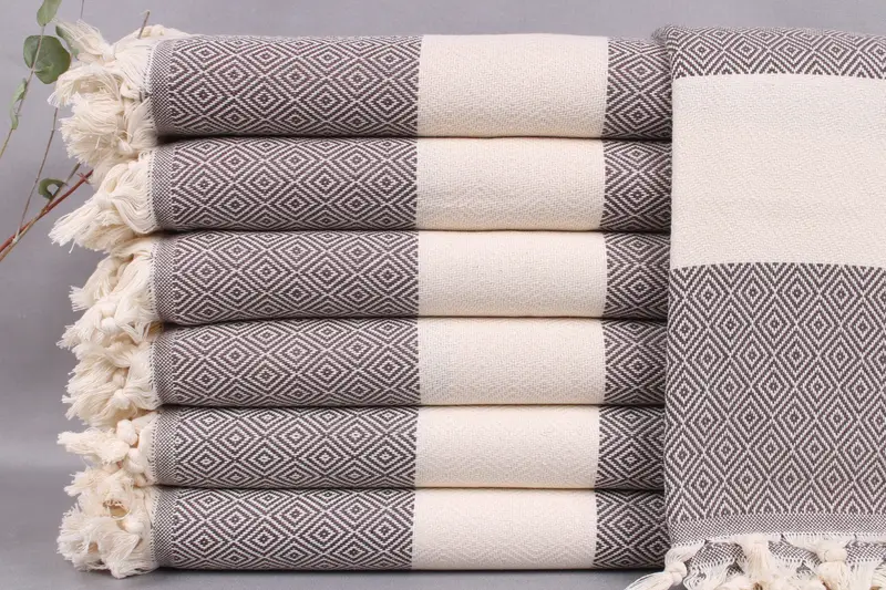 Turkish Beach Towel Personalized Dark Brown Diamond, 40x71 Inches