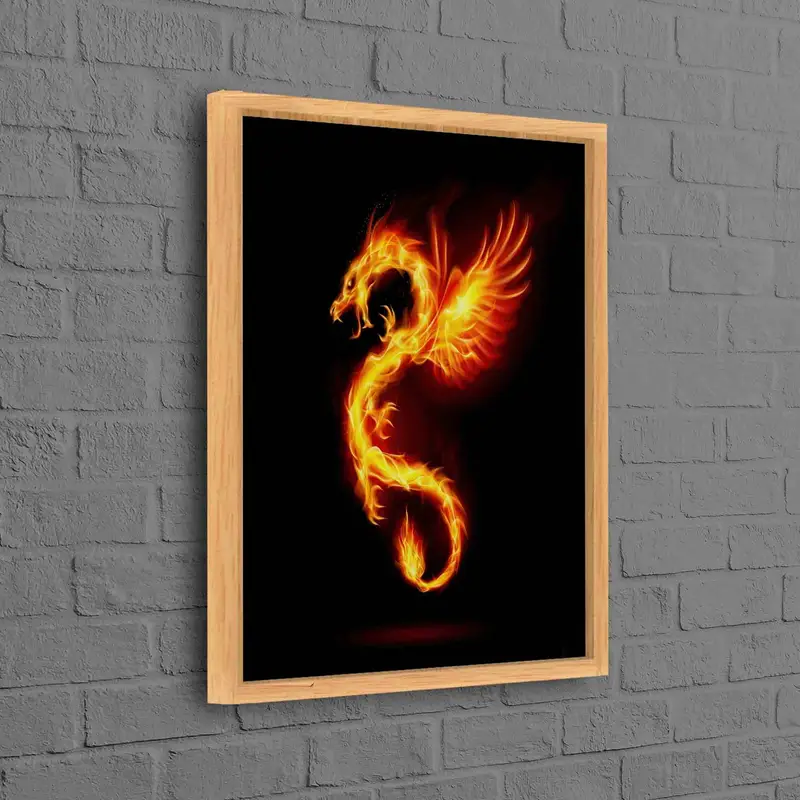 Elegante lienzo de dragón de fuego: arte abstracto para tu espacio