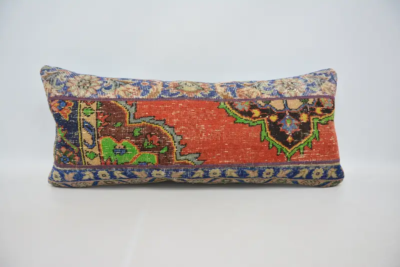 Rot & Bronze 16x36 Rechteck-Wurfkissen, Vintage-Tierportrait-Design-Wurfkissen