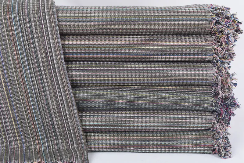 Turkish Towel Monogrammed Bath Green Geometric, 70x40 Inches