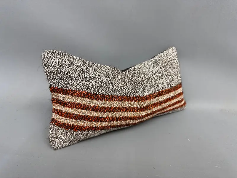 Cushion, Ethnical Kilim Rug Pillow, Pillow for Sofa, Vintage Kilim Pillow, Neutral Throw Cushion, Cotton Pillow, 8x16 Brown Cushion Cover - 2