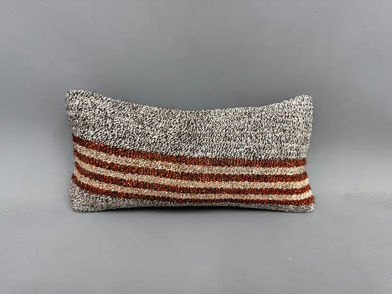 Cushion, Ethnical Kilim Rug Pillow, Pillow for Sofa, Vintage Kilim Pillow, Neutral Throw Cushion, Cotton Pillow, 8x16 Brown Cushion Cover - 4