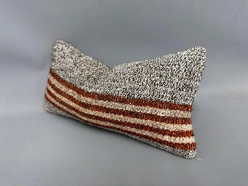 Cushion, Ethnical Kilim Rug Pillow, Pillow for Sofa, Vintage Kilim Pillow, Neutral Throw Cushion, Cotton Pillow, 8x16 Brown Cushion Cover - 3
