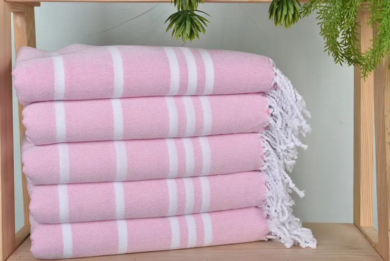Custom Gift Pink Cotton Towel Striped, 40x71 Inches