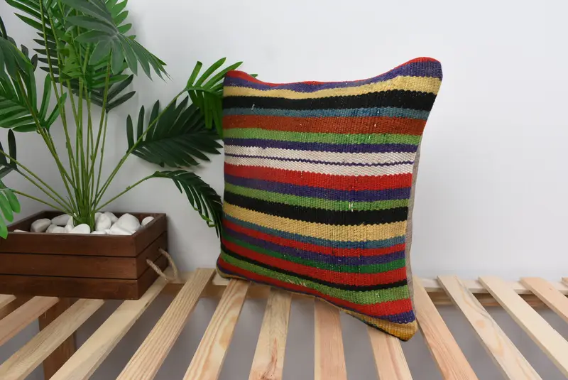 Cushion, 18x18 Red Pillow Cover, Floor Cushion, Gift Pillow, Boho Pillow Sham Cover, Aztec Pillow Case, Kilim Cushion Sham, Garden Pillow - 5