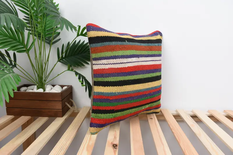 Cushion, 18x18 Red Pillow Cover, Floor Cushion, Gift Pillow, Boho Pillow Sham Cover, Aztec Pillow Case, Kilim Cushion Sham, Garden Pillow - 4