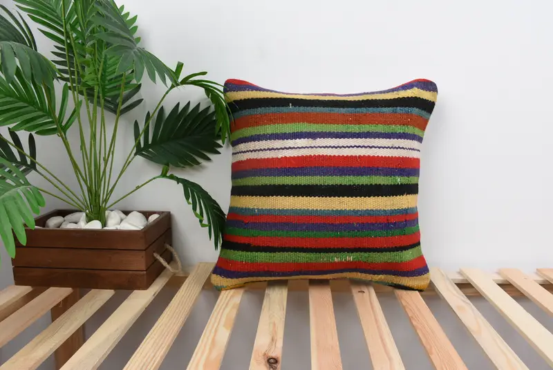 Cushion, 18x18 Red Pillow Cover, Floor Cushion, Gift Pillow, Boho Pillow Sham Cover, Aztec Pillow Case, Kilim Cushion Sham, Garden Pillow - 1
