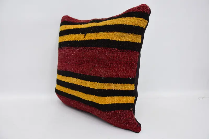Pillow Sham, Antique Pillows, 18x18 Red Cushion Cover, Throw Kilim Pillow, Pillow for Sofa, Decorative Throw Cushion, Outdoor Cushion - 4