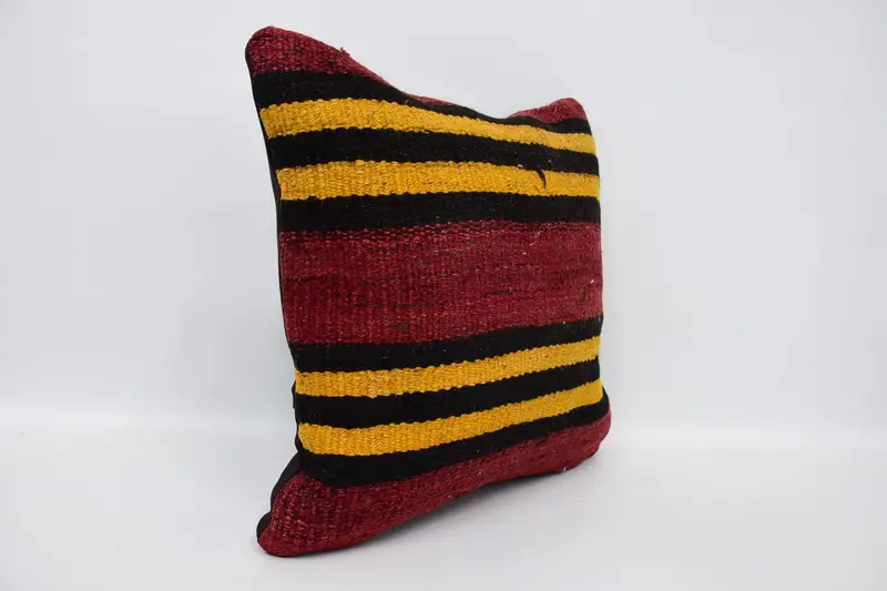 Pillow Sham, Antique Pillows, 18x18 Red Cushion Cover, Throw Kilim Pillow, Pillow for Sofa, Decorative Throw Cushion, Outdoor Cushion - 3