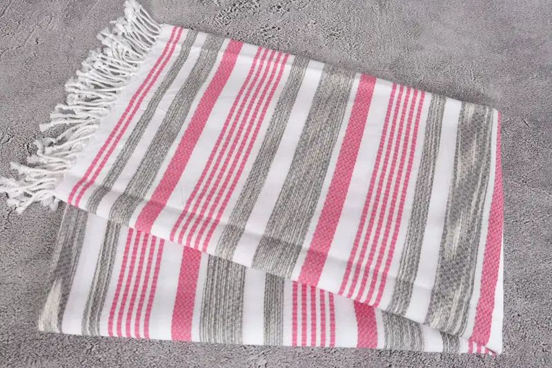Xmas Gifts, Embroidered Towel, Large Turkish Towel, 70x40 Cotton Striped Towel, Eco-friendly Turkish towel for home and travel, Wedding Gift - 6