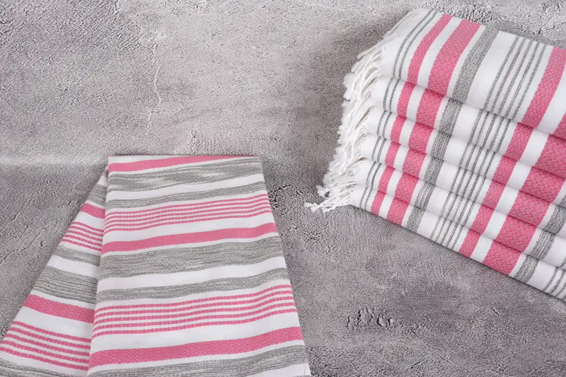 Xmas Gifts, Embroidered Towel, Large Turkish Towel, 70x40 Cotton Striped Towel, Eco-friendly Turkish towel for home and travel, Wedding Gift - 2