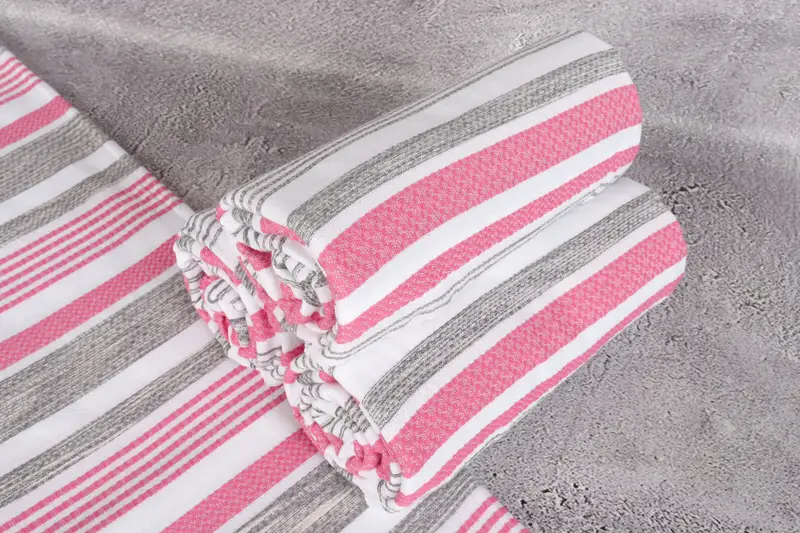Xmas Gifts, Embroidered Towel, Large Turkish Towel, 70x40 Cotton Striped Towel, Eco-friendly Turkish towel for home and travel, Wedding Gift - 7