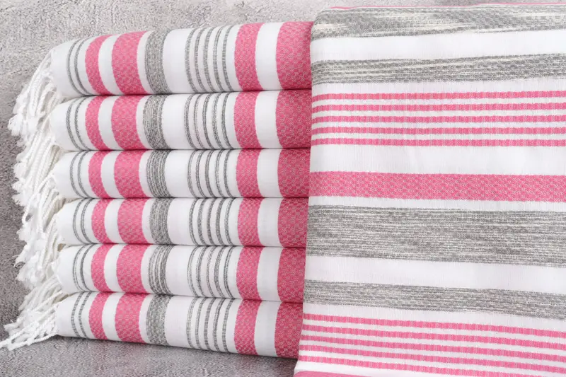 Xmas Gifts, Embroidered Towel, Large Turkish Towel, 70x40 Cotton Striped Towel, Eco-friendly Turkish towel for home and travel, Wedding Gift - 1