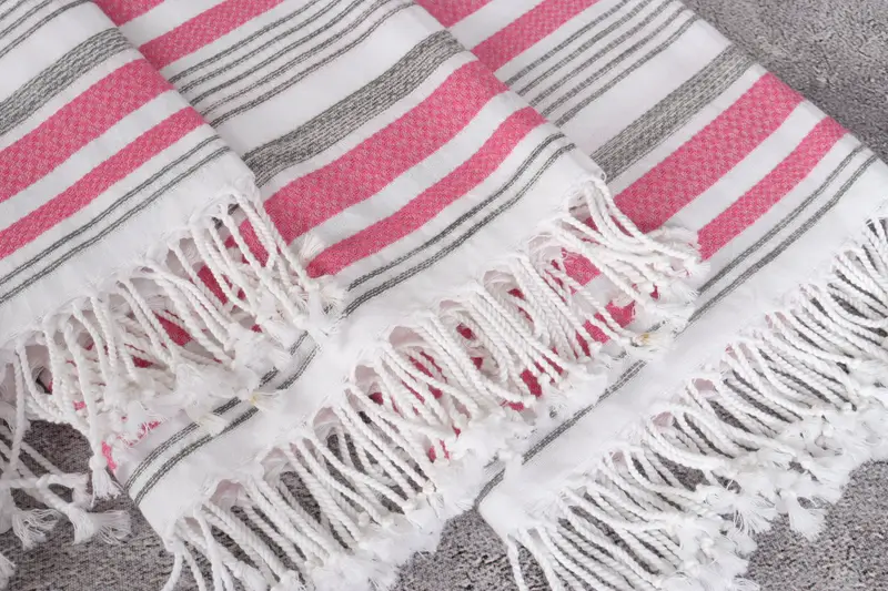 Xmas Gifts, Embroidered Towel, Large Turkish Towel, 70x40 Cotton Striped Towel, Eco-friendly Turkish towel for home and travel, Wedding Gift - 5