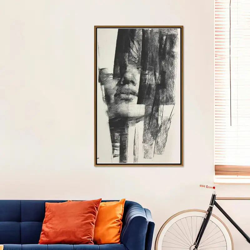 モダンな抽象的な女性のポートレート - エレガントなプリントキャンバスアート