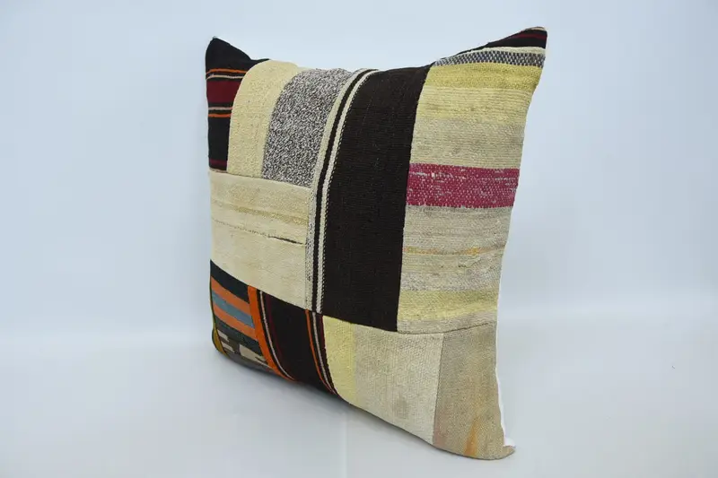 Kilim Pillow Cover, Pillow for Couch, Cushion Case, 28x28 Brown Pillow Cover, Handwoven Pillow Cover Cushion Case, Interior Designer Pillow - 4