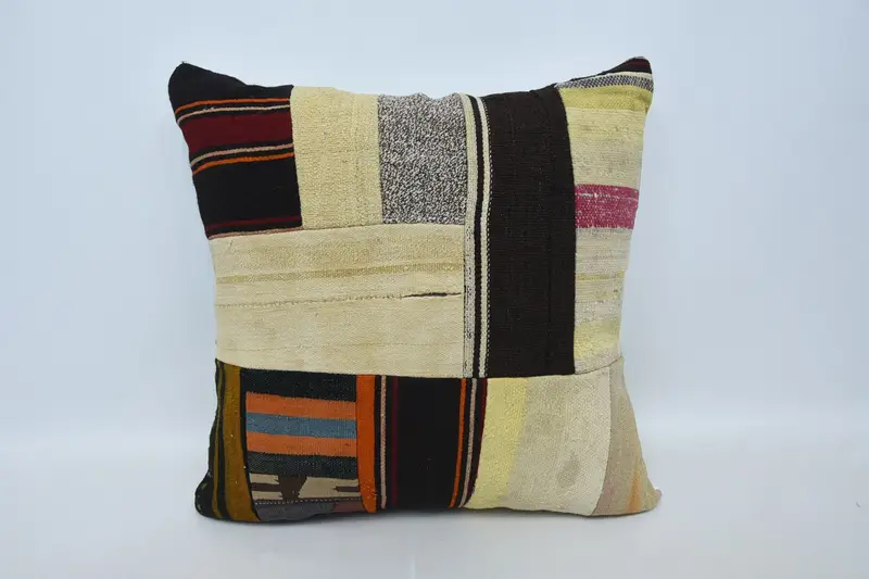 Kilim Pillow Cover, Pillow for Couch, Cushion Case, 28x28 Brown Pillow Cover, Handwoven Pillow Cover Cushion Case, Interior Designer Pillow - 1